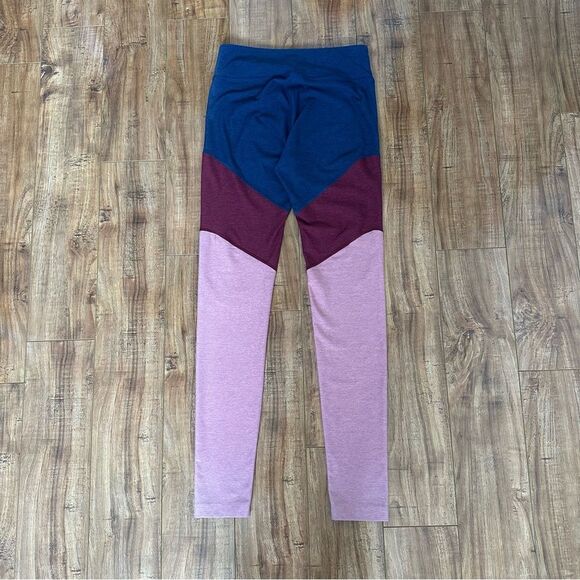 Outdoor Voices Women’s Tri Color Block Leggings Size Small Blue Burgundy Pink - Picture 6 of 8